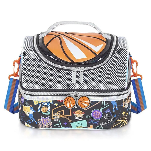 Vest Brand Slam Dunk Basketball Two-Compartment Insulated Lunch Bag for Kids – Durable, Washable & Spacious