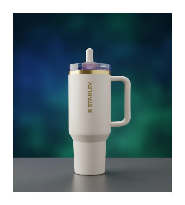 Stanley Pro Tour 40 oz Beige Flip Straw Tumbler – Premium Stainless Steel Insulated Water Cup