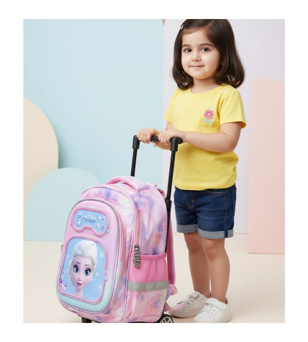 Frozen Elsa Themed Small 3D Trolley Bag for Playgroup | Pink (42412)