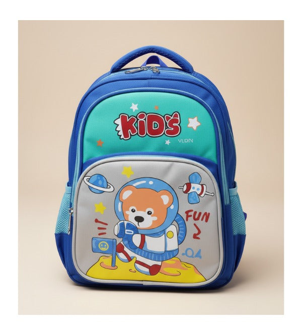 Teddy Bear Themed School Bag Backpack for KG 1 & KG 2 - Blue & Turquoise (873)
