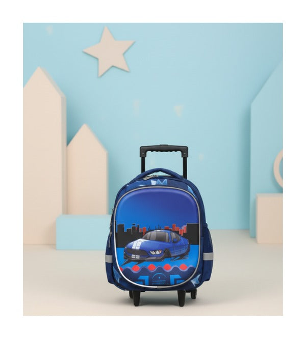 Racing Car Themed Small Trolley Bag for Playgroup | Blue (HSD-2512)