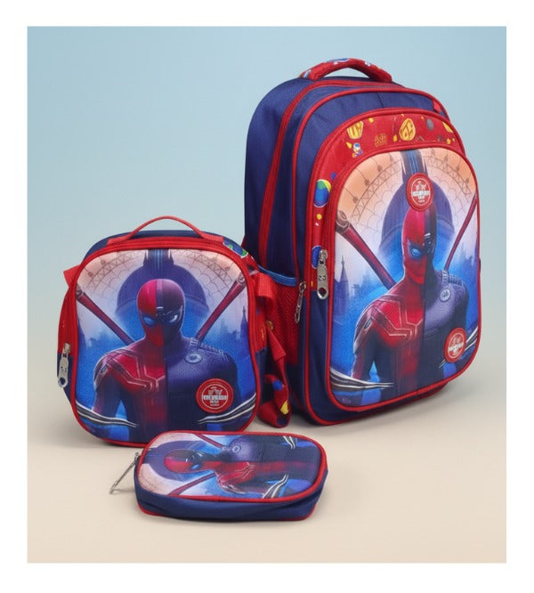 Spider Man School Bag 3 Piece Set for Grade 1 & Grade 2 (2988-1)