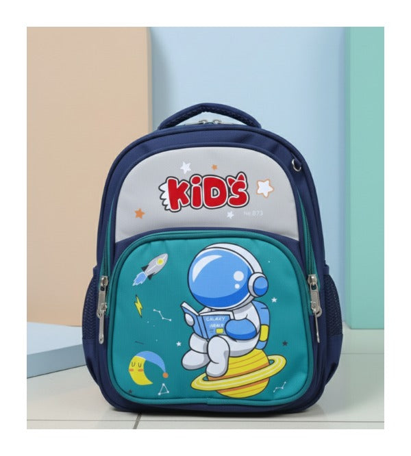 Space World Astronaut Themed School Bag Backpack for KG 1 & KG 2 - Turquoise & Blue (873)