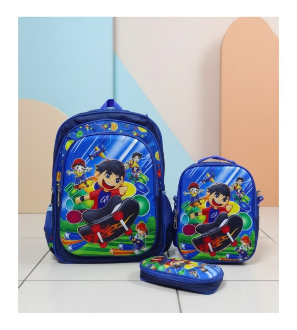 Skate Boarder Boys School Bag 3 Piece Set for Grade 1 & Grade 2 (2988-1)
