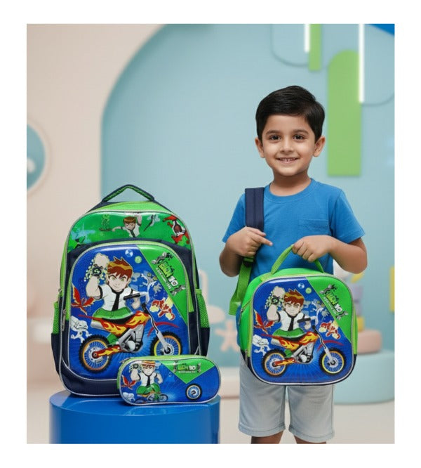 Ben 10 School Bag 3 Pc Set For Grade-1 And Grade-2 (SS1652)