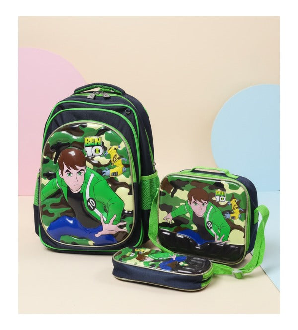 Ben 10 School Bag 3 Pc Set For Grade-1 And Grade-2 (SS1652)