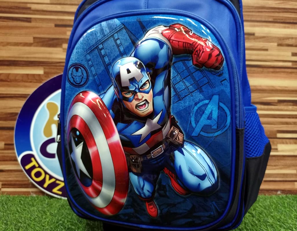 Captain America Themed School Trolley Bag for Grade 1 & Grade 2 (16030)