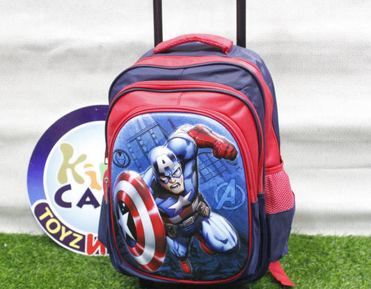 Captain America School Bag With Trolley For Grade-1 & 2 (16030)