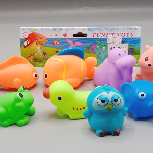 Load image into Gallery viewer, Choo Choo Animal Bath Toys 8 Pcs Set for Kids Non Toxic BPA Free Multicolor (2011)
