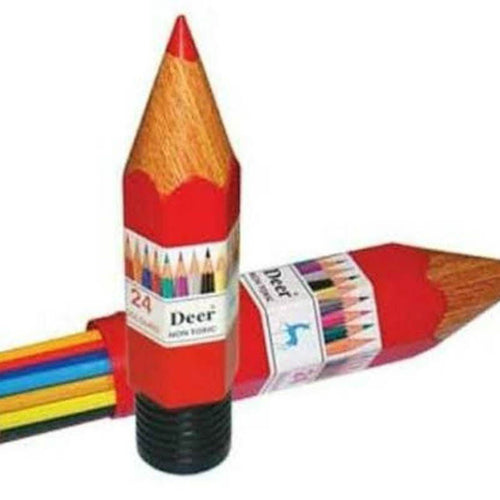 Load image into Gallery viewer, Deer 24 Pieces Full Size Color Pencils in a Pencil Shaped Plastic Case (100-24)
