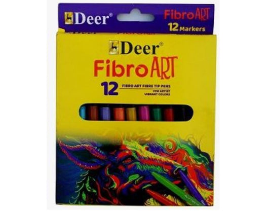 Deer Fibro Art Fibre Tip Pens 12 Colors (5-0-060)