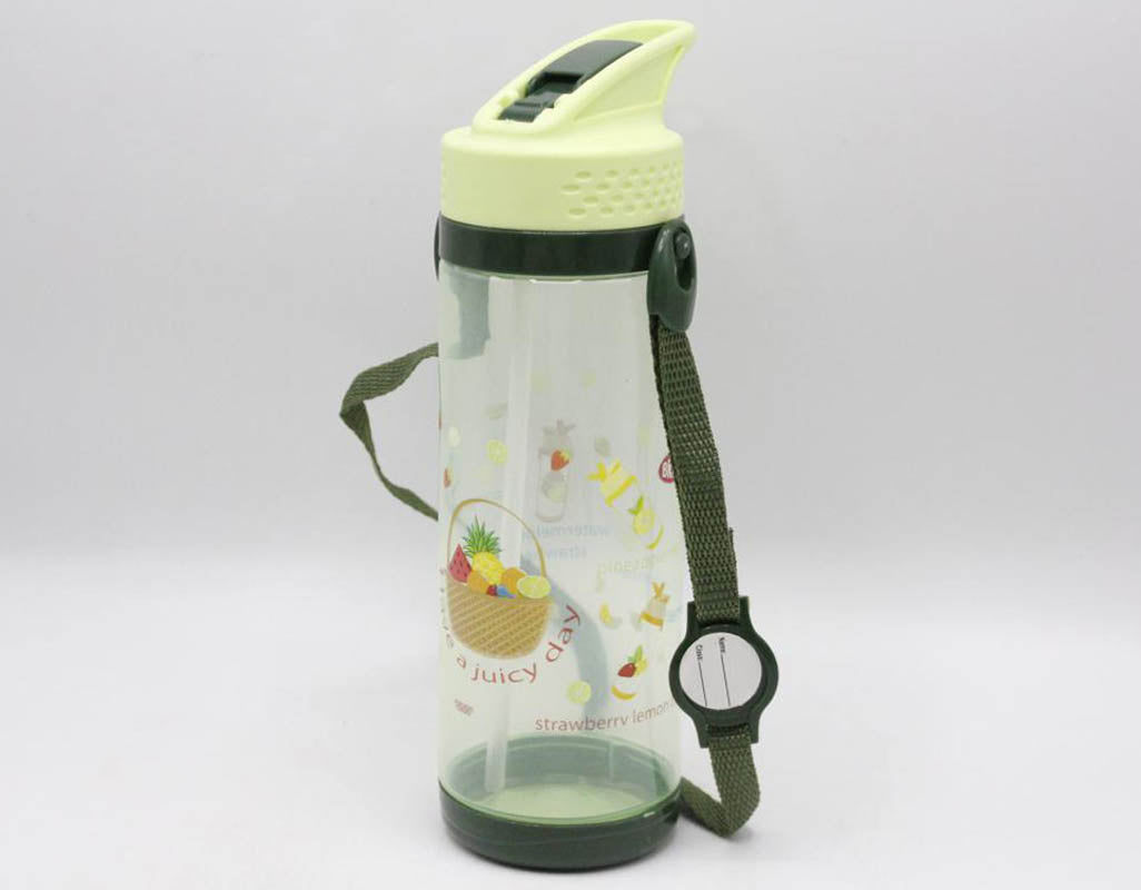 Fruit Basket Water Bottle With Straw 600 ml Green (KC5311)
