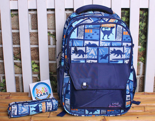 Jincaizi Premium Quality School Bag Backpack for Grade 2 & 3 With Matching Stationery Pouch Blue (8895#)