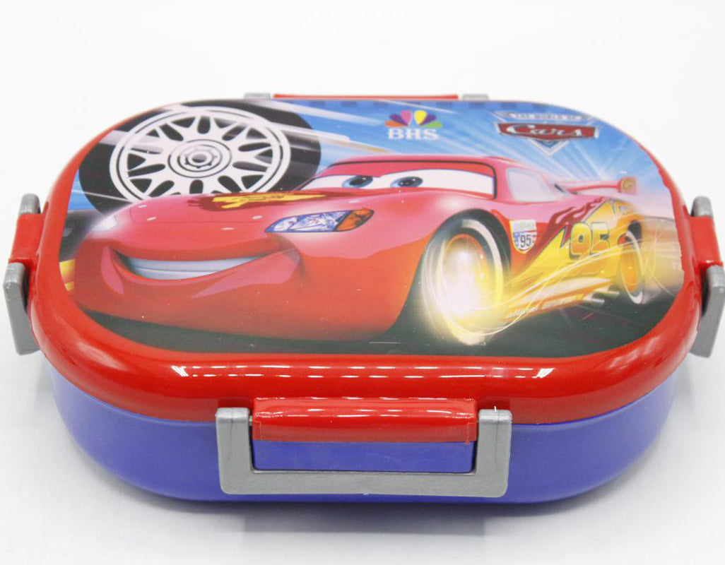 Mc Queen Cars Lunch Box With Two Portions, Spoon & Fork (KC5271)