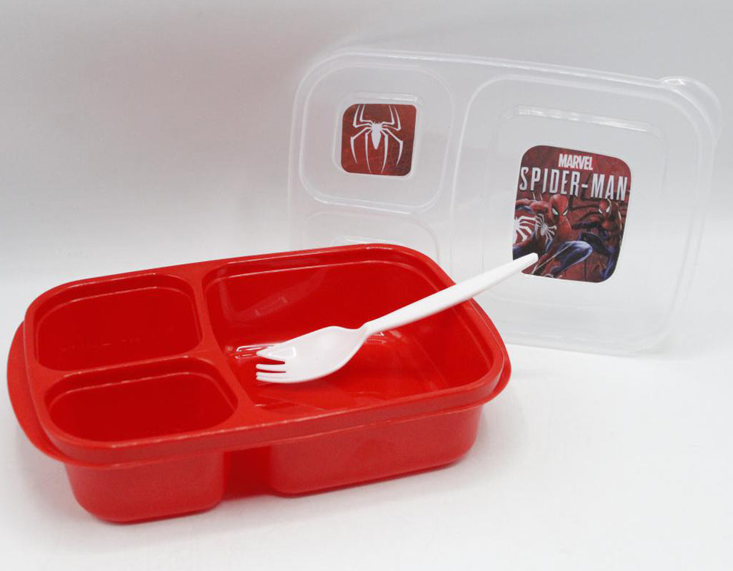 Spider Man Lunch Box With Three Portions & Spork (KC5273)