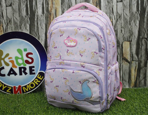 Printed Waterproof School Bag for Grade-3 & 4 Girls Purple (LF-182)