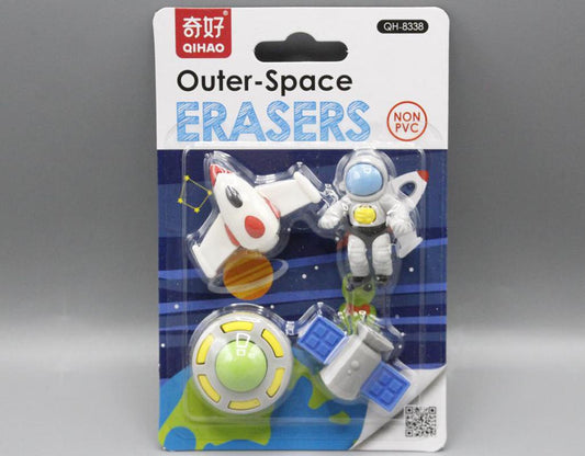 Outer-Space Themed Erasers Pack of 4 Erasers (QH-8338A)