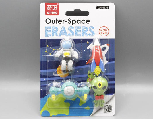 Outer-Space Themed Erasers Pack of 4 Erasers (QH-8338)