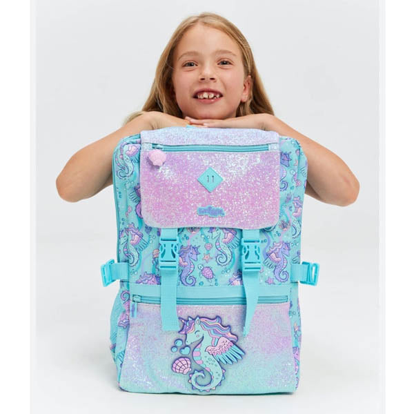 Smiggle Adorable Sea Horse Unicorn School Bag for Grade 3-5 - Kids Backpack with 2 Compartments