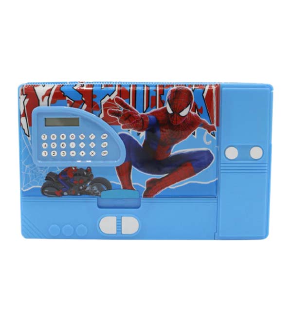 Spider Man Magnetic Double Sided Jumbo Pencil Box With Calculator & 6 Buttons (JC-2727)