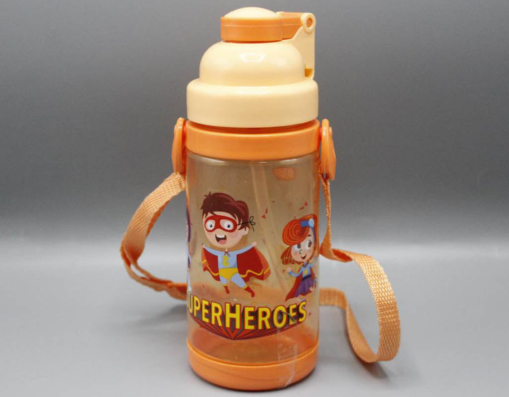 Super Heroes Water Bottle With Straw 400 ml Orange (KC5472)