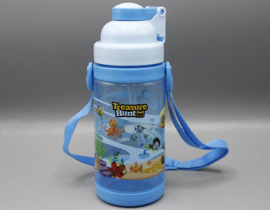 Treasure Hunt Water Bottle With Straw 400 ml Blue (KC5472)