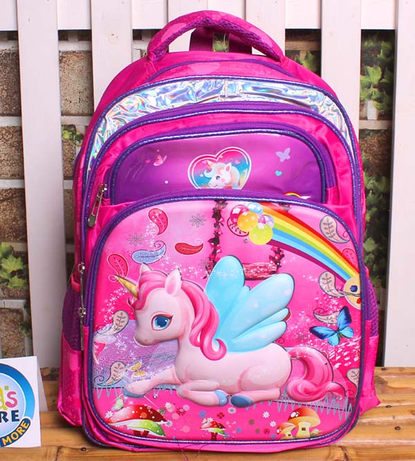 Magical Unicorn 3D Light Up School Bag for Grade 1 & Grade 2 (KC5741)