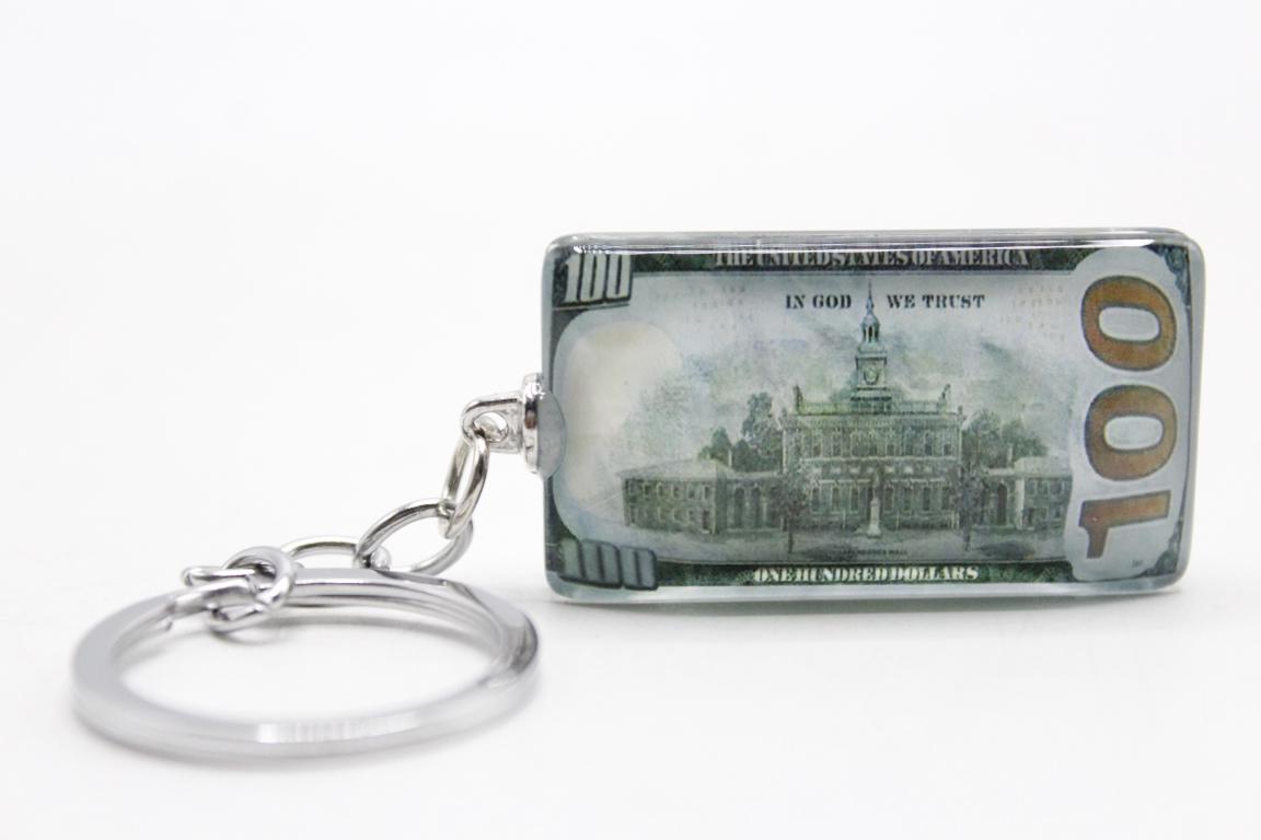 One Hundred Dollar Currency Note Acrylic Keychain (KC5132)