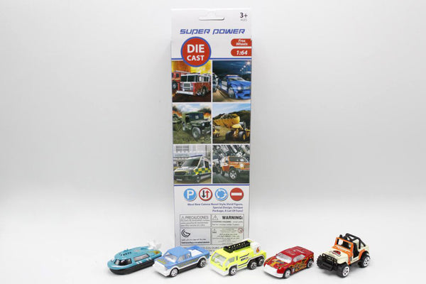 Free Wheelie Pack of 5 Car Set Die Cast Metal 733A (B)