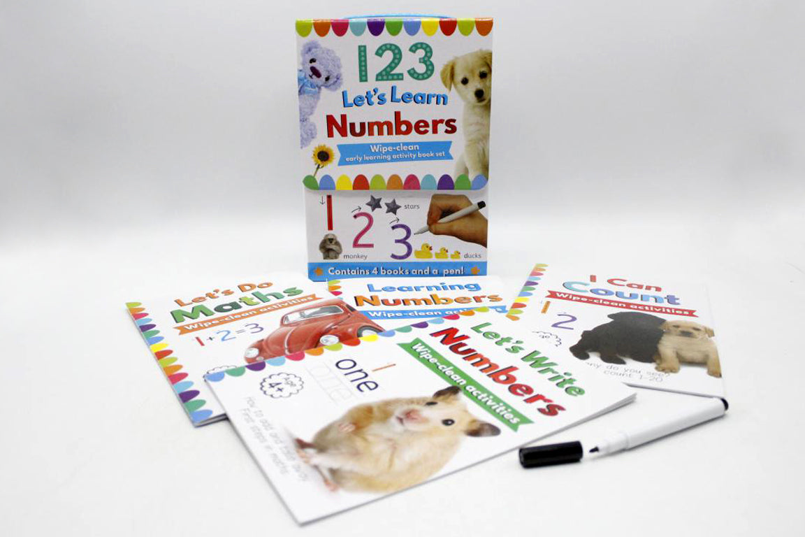 123 Let's Learn Numbers Wipe And Clean Activity Four Books Set