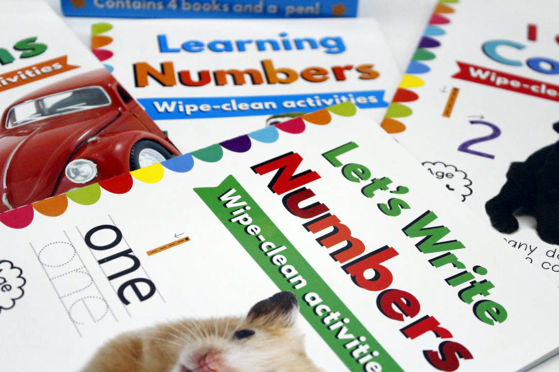123 Let's Learn Numbers Wipe And Clean Activity Four Books Set