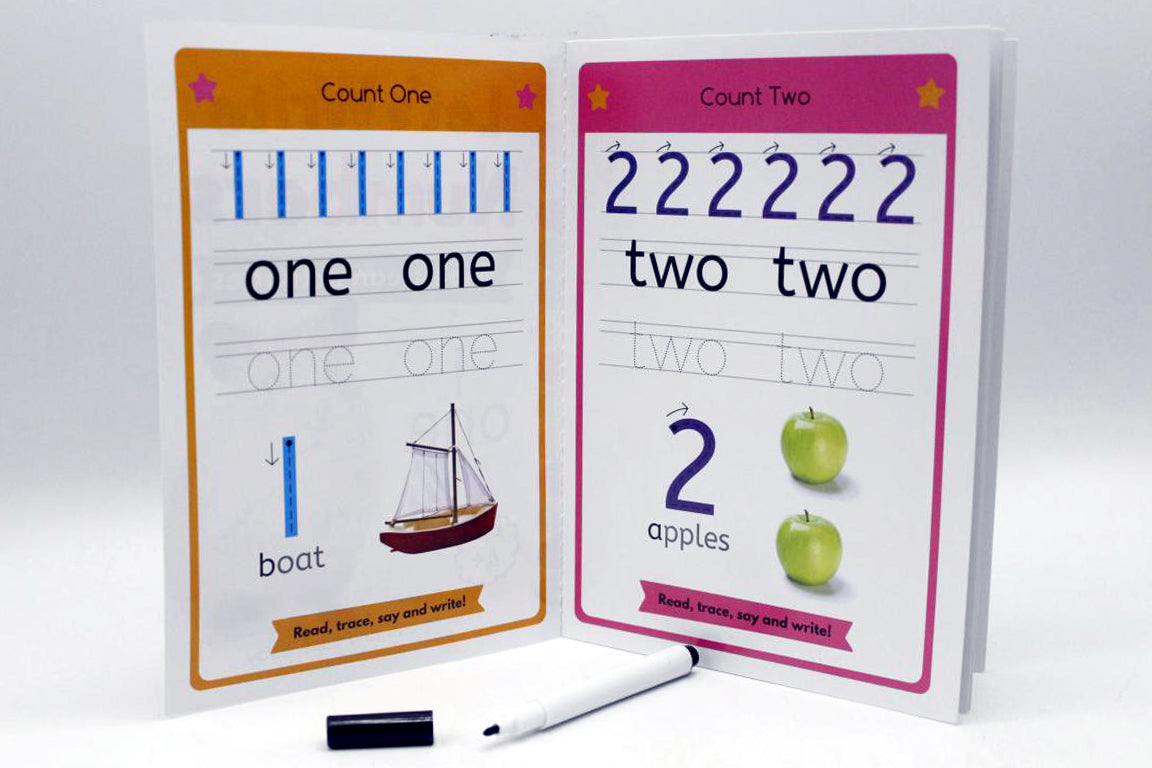 123 Let's Learn Numbers Wipe And Clean Activity Four Books Set