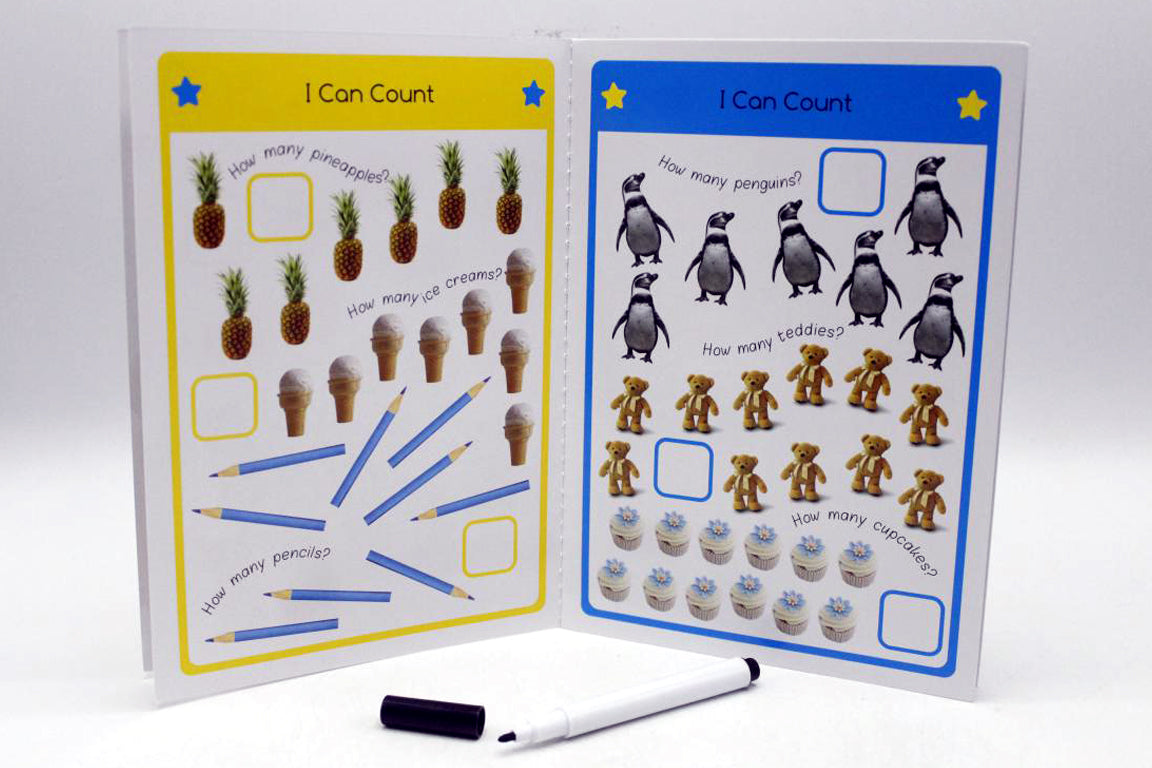 123 Let's Learn Numbers Wipe And Clean Activity Four Books Set