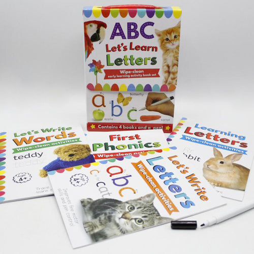 Load image into Gallery viewer, ABC Let&#39;s Learn Letters Wipe And Clean Activity Four Books Set
