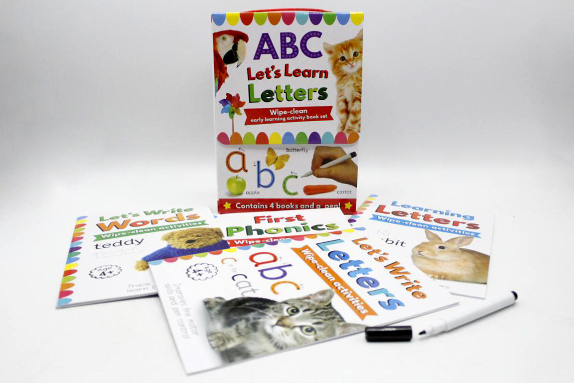 ABC Let's Learn Letters Wipe And Clean Activity Four Books Set