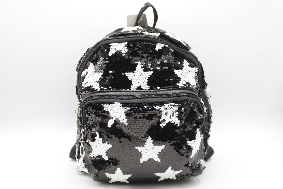Star Sequins Small Backpack Bag Black (K03)