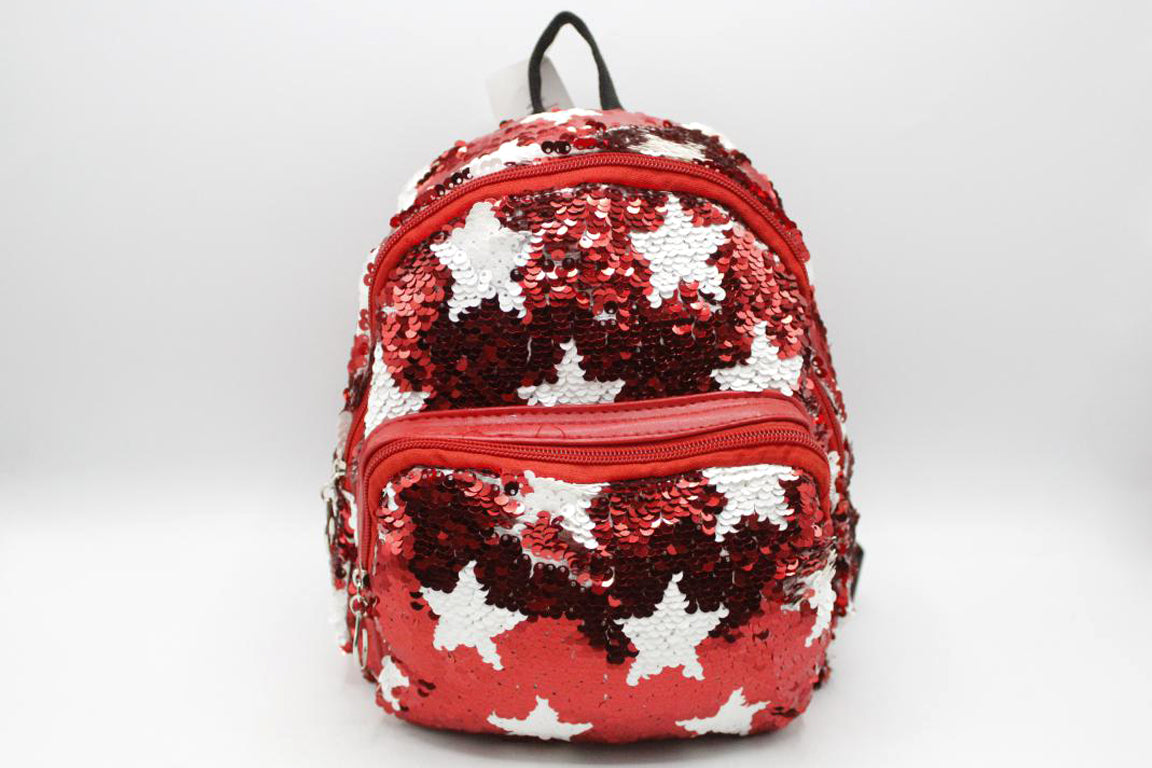 Star Sequins Small Backpack Bag Red (K03)
