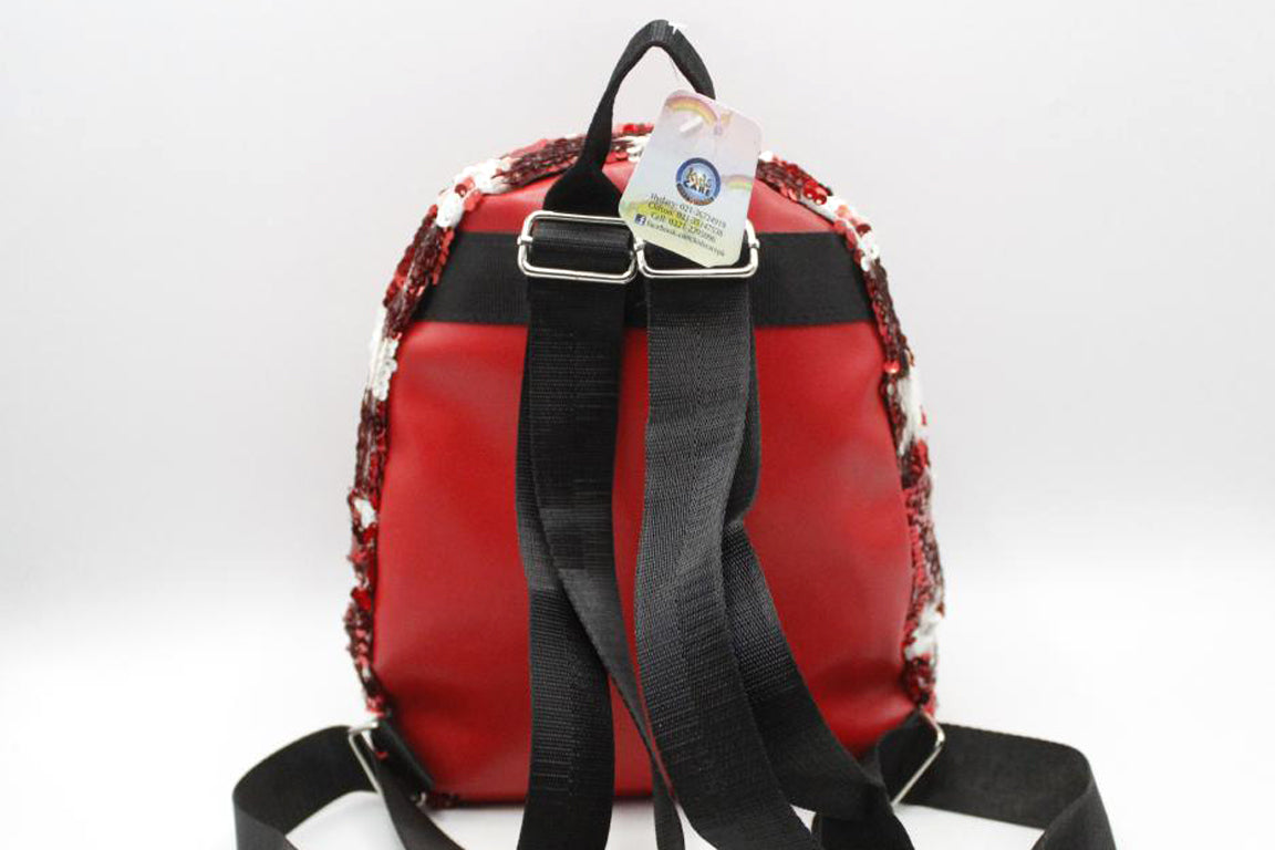 Star Sequins Small Backpack Bag Red (K03)
