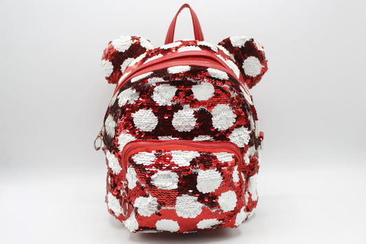 Sequins Polka Dots Small Backpack Bag Red (K03)