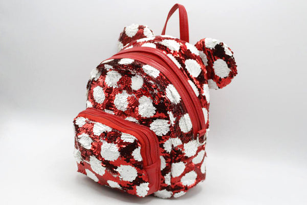 Sequins Polka Dots Small Backpack Bag Red (K03)