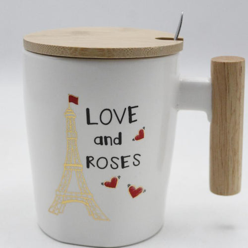 Load image into Gallery viewer, Love and Roses Ceramic Mug with Lid and Spoon (ST243)
