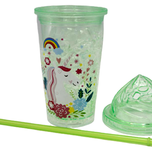 Load image into Gallery viewer, Unicorn Acrylic Cup With Lid Reusable Straw Tumbler Green (SF-9415)
