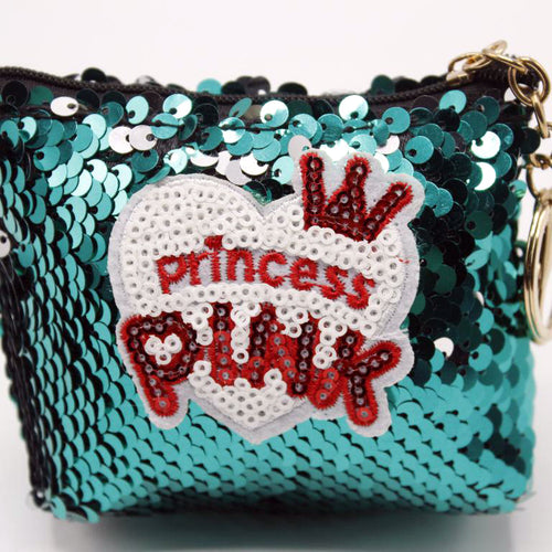 Load image into Gallery viewer, Princess Pink Sequin Pouch Keychain &amp; Bag Hanging Green
