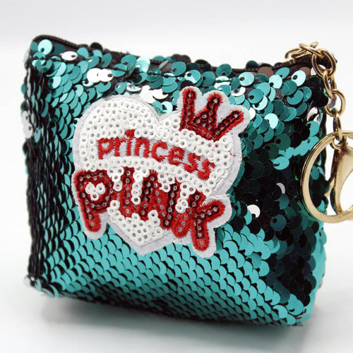 Load image into Gallery viewer, Princess Pink Sequin Pouch Keychain &amp; Bag Hanging Green
