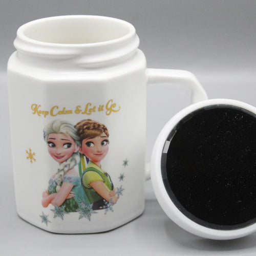 Load image into Gallery viewer, Frozen Anna &amp; Elsa Keep Calm and Let it Go Ceramic Mug WIth Mirrored Lid (G-4A)
