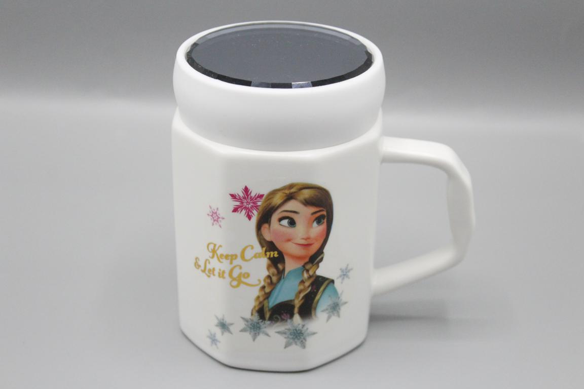 Frozen Anna & Elsa Keep Calm and Let it Go Ceramic Mug WIth Mirrored Lid (G-4C)