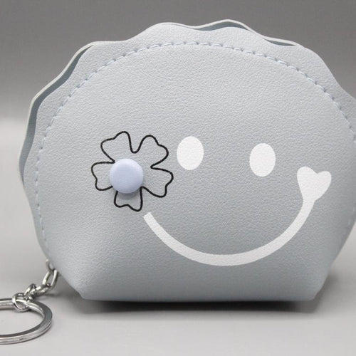 Load image into Gallery viewer, Smiley Leather Zipper Pouch / Bang Hanging Blue (KC5487)
