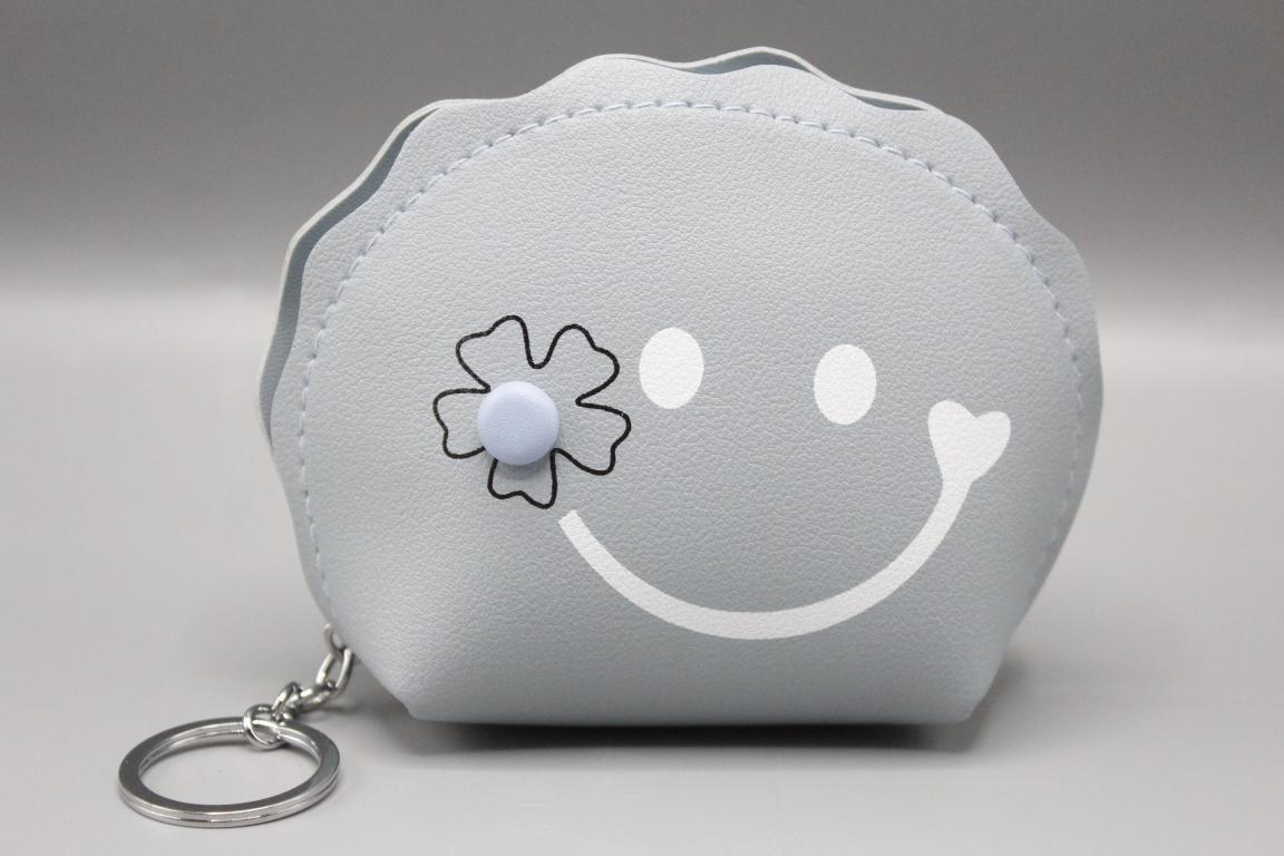 Smiley Leather Zipper Pouch / Bang Hanging Blue (KC5487)