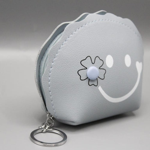 Load image into Gallery viewer, Smiley Leather Zipper Pouch / Bang Hanging Blue (KC5487)
