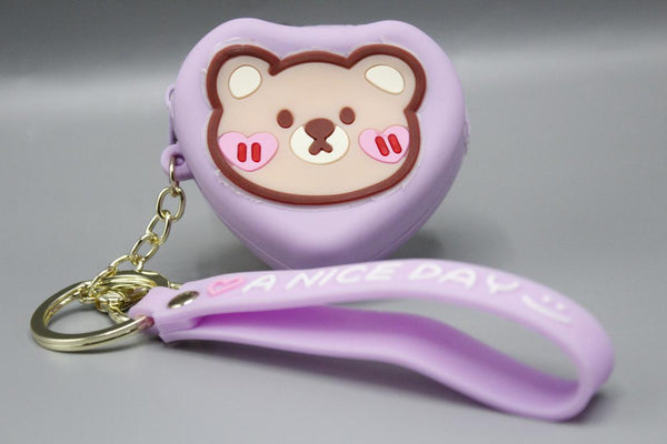 Bear Face Pouch Keychain & Bag Hanging With Bracelet (KC5488)